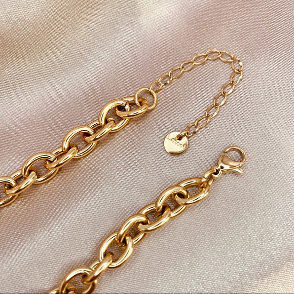 14K Gold Baroque Pearls Heart Charm Chunky Curb Link Statement Necklace - Picture 4 of 8